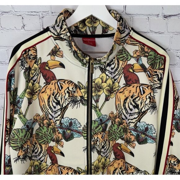 VICTORIOUS Men's Tiger 2 Pc Tracksuit Set Full Zip Sweatshirt Sweatpants Large - Picture 4 of 14